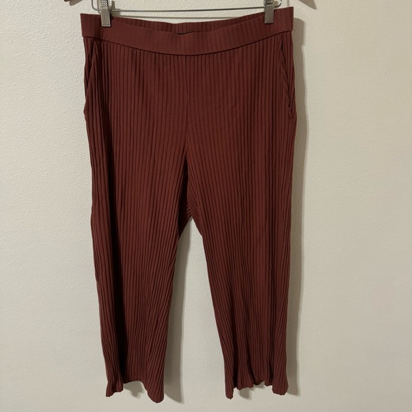 Eileen Fisher Pants - Eileen Fisher Womens Ribbed Straight Leg Ankle Pant Mauve Tencel-Medium